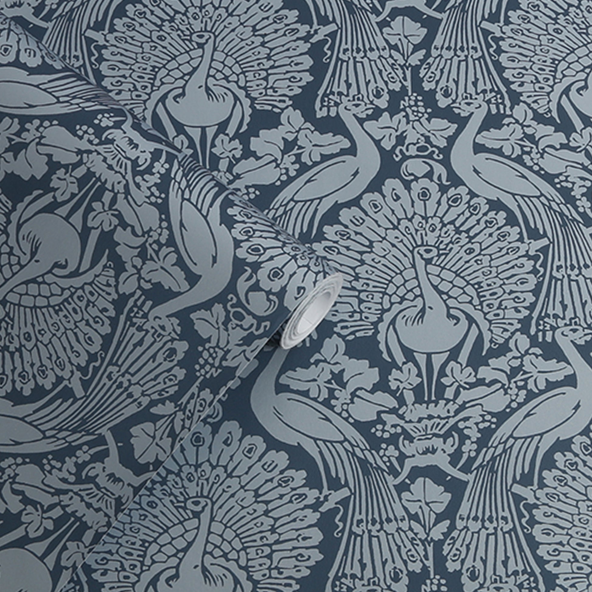 Purchase Laura Ashley Wallpaper SKU# 114910 Peacock Damask Dusky Seaspray