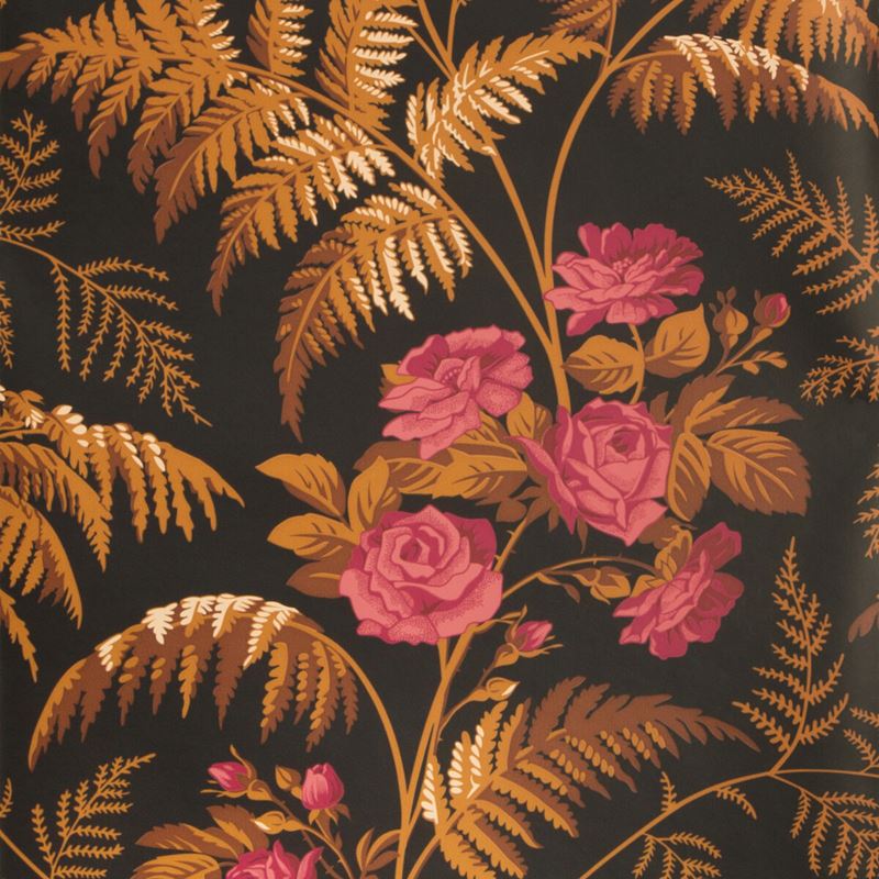 Sample 115-10029 Rose, Cerise B Orange Black Print by Cole and Son Wallpaper