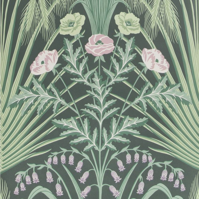 Sample 115-3009 Bluebell, Sage On Charcoal Print by Cole and Son Wallpaper