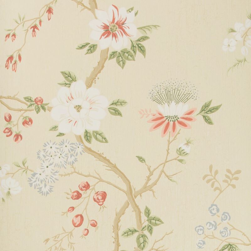 Sample 115-8023 Camellia, Coral Sage Butterc Print by Cole and Son Wallpaper