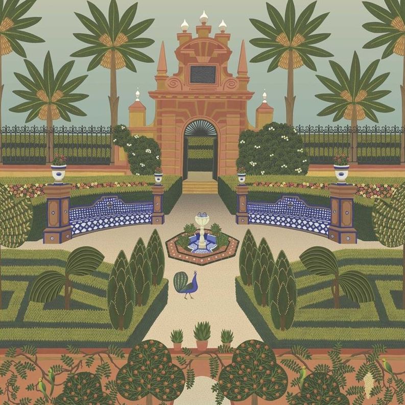 Sample 117/7020 Alcazar Gardens Red Global Cole and Son Wallpaper