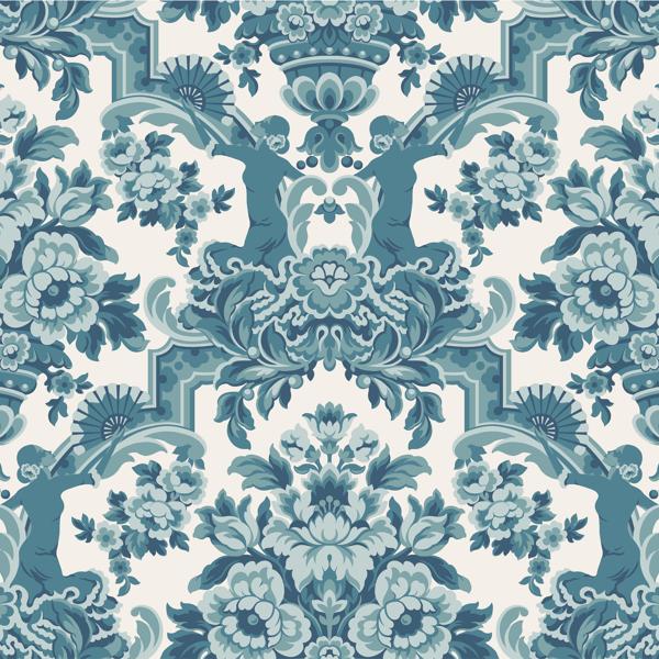 Search 117/13042 Cs Lola Petrol Blues On White By Cole and Son Wallpaper