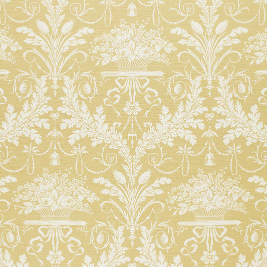 Buy 1178015 Clairemont Damask Yellow by Schumacher Fabric