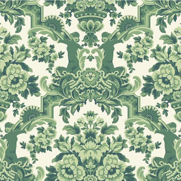 Sample 117/13040 Lola Green Damask Cole and Son Wallpaper