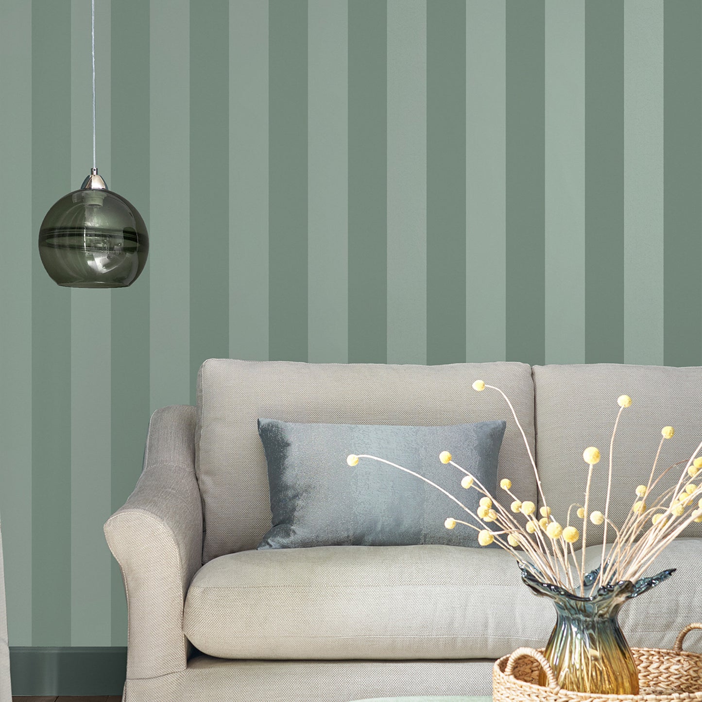 Purchase Laura Ashley Wallpaper Product 118478 Lille Pearlescent Stripe Jade Green