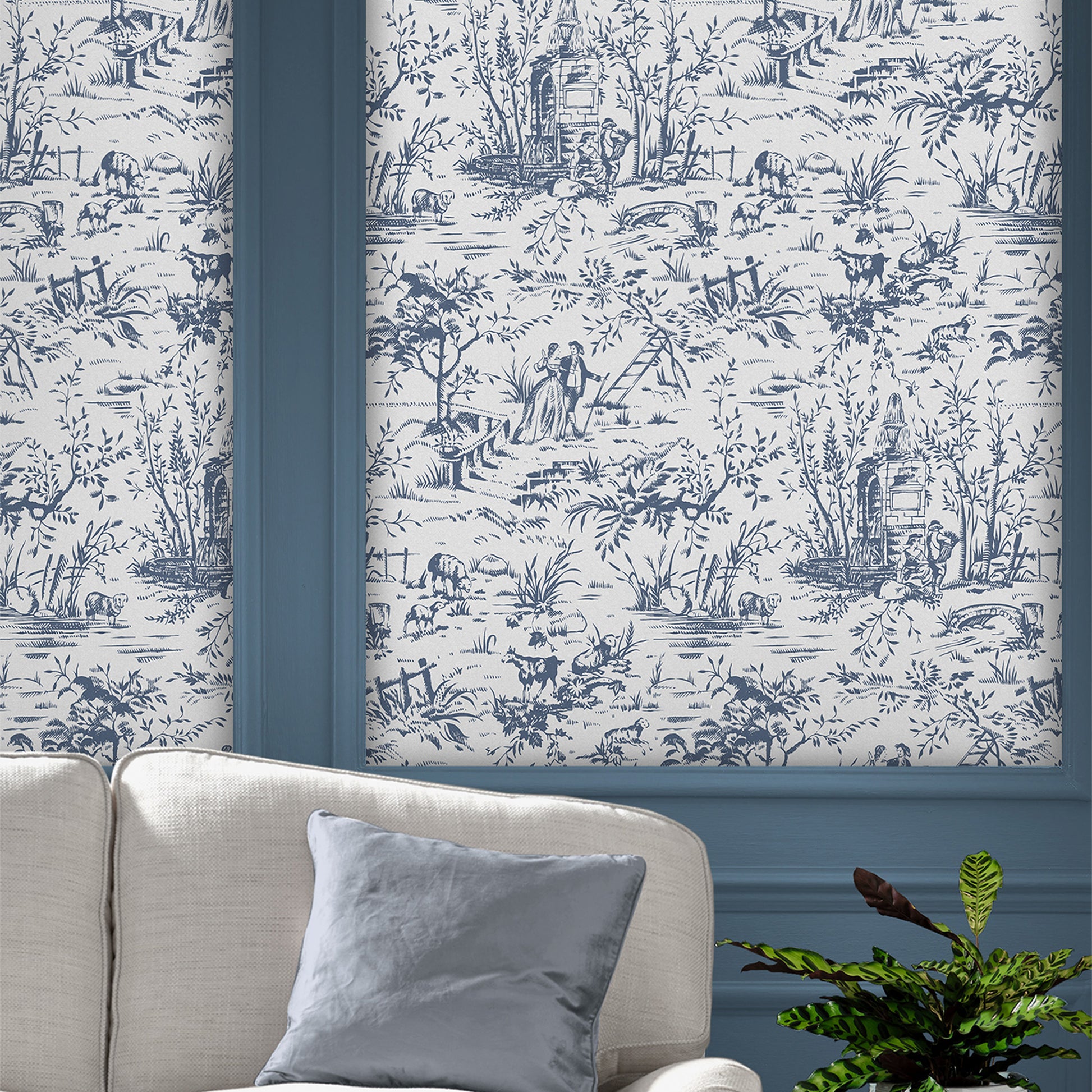 Purchase Laura Ashley Wallpaper Item 118494 Toile de Jouy Dark Seaspray Blue