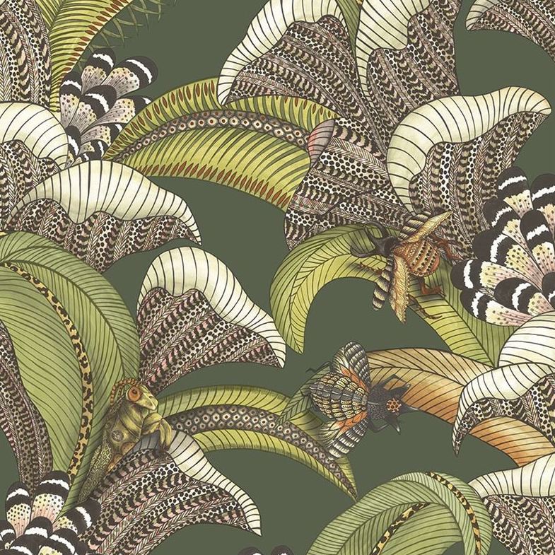 Sample 119/1003 Hoopoe Leaves Spgrn,Chrt and Crl/Frst Animal/Insects Cole and Son Wallpaper