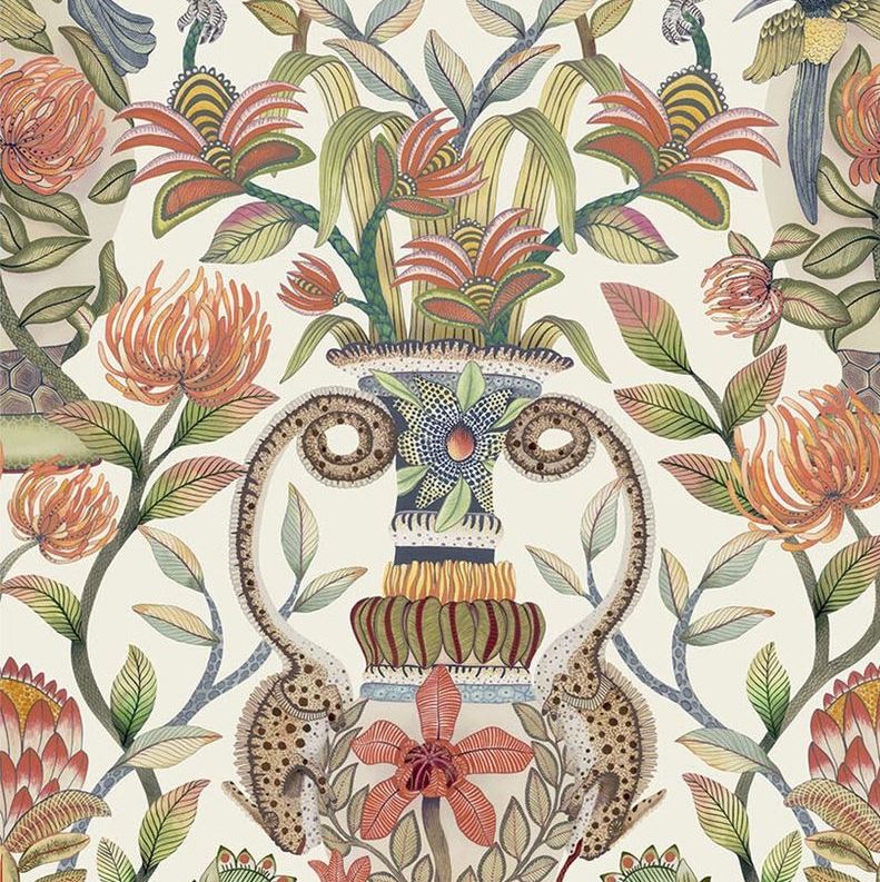 Sample 119/10043 Protea Garden Ogrn and Tngrn/Wht Animal/Insects Cole and Son Wallpaper