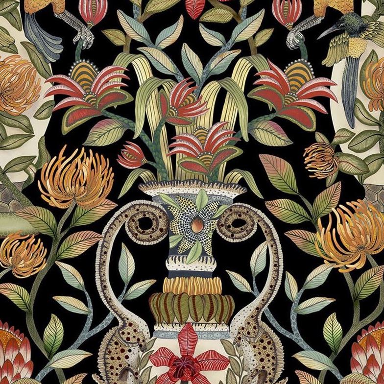Sample 119/10044 Protea Garden Olv and Rg/Blck Animal/Insects Cole and Son Wallpaper