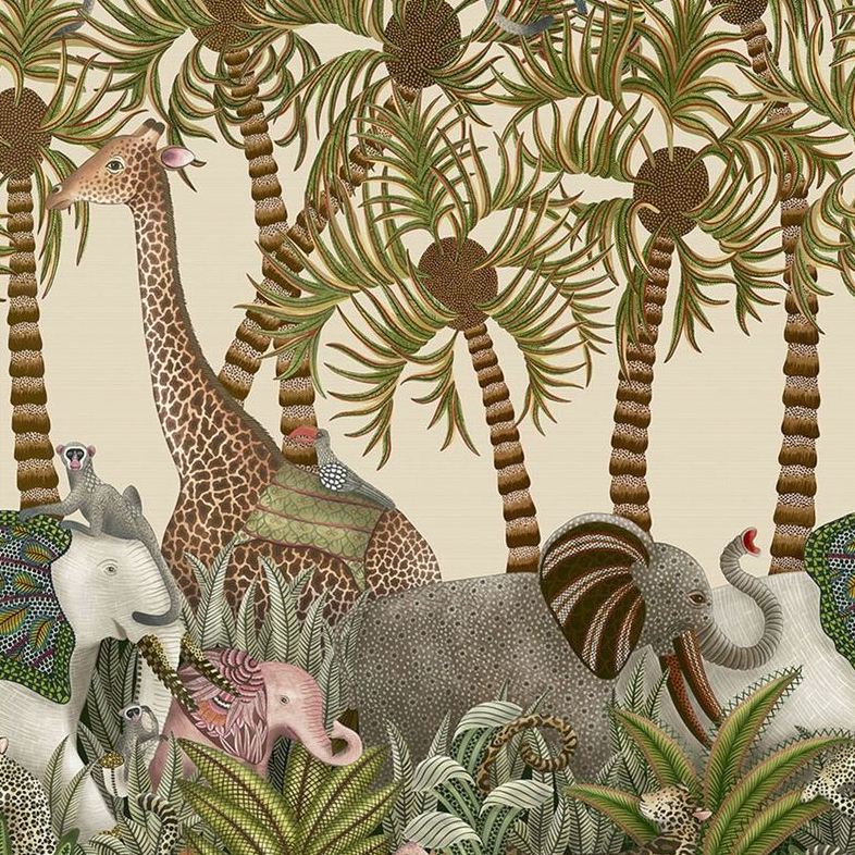 Sample 119/11047 Letaba March Grasscloth Spgrn and Gngr/Crm Animal/Insects Cole and Son Wallpaper