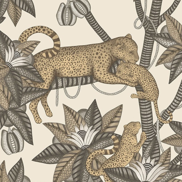 Sample 119/3013 Satara Soot and Metgld/Linen Animal/Insects Cole and Son Wallpaper