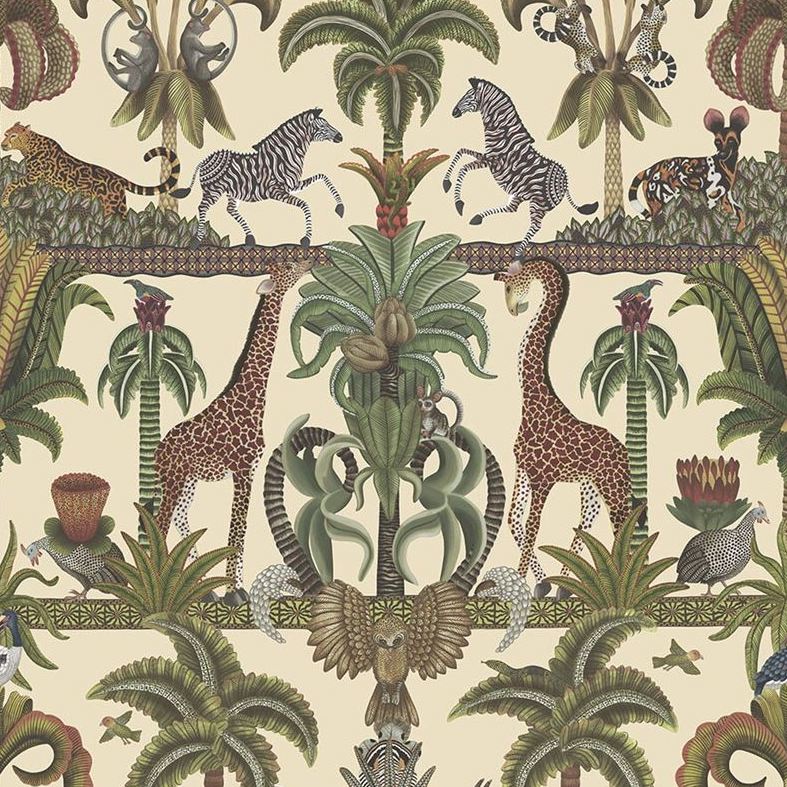 Sample 119/5026 Afrika Kingdom Olgreen and Spgreen/Cream Novelty Cole and Son Wallpaper