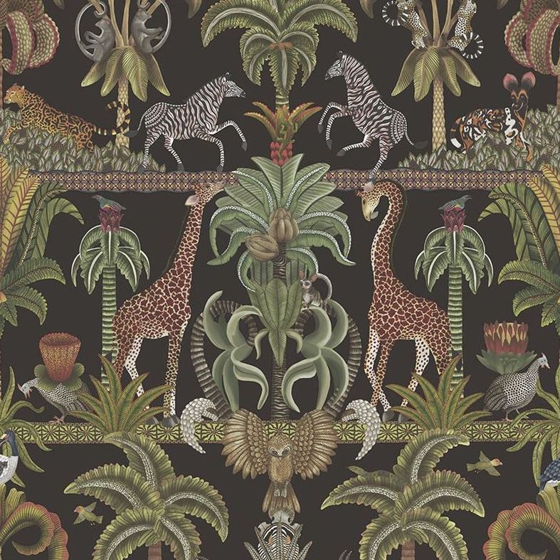 Sample 119/5027 Afrika Kingdom Olvgrn and Spgrn/Bck Novelty Cole and Son Wallpaper