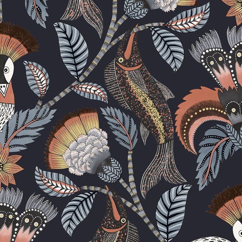 Sample 119/8038 Nene Trct,Crlnbl and Hthgry/Mdnght Animal/Insects Cole and Son Wallpaper