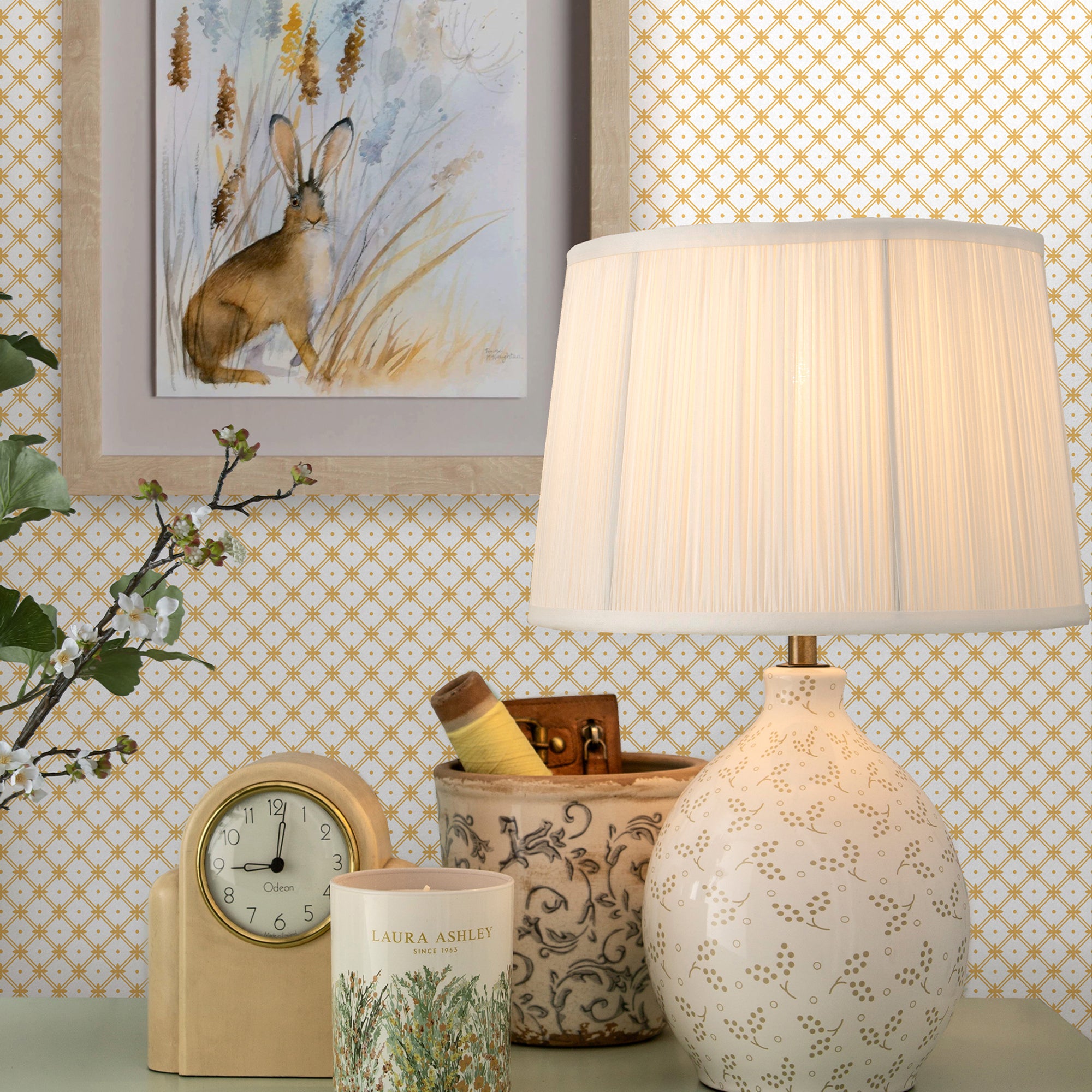 119849 | Wickerwork Pale Ochre Yellow Removable - Laura Ashley Wallpap