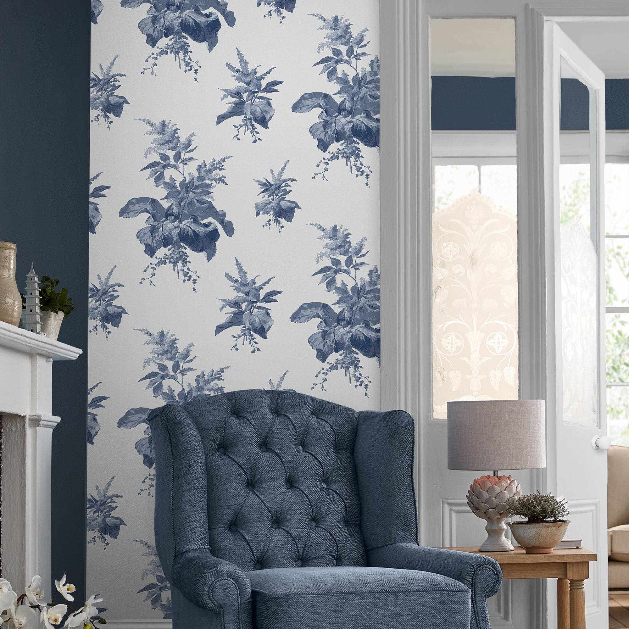 119851 | Narberth Midnight Seaspray Blue Removable - Laura Ashley Wall