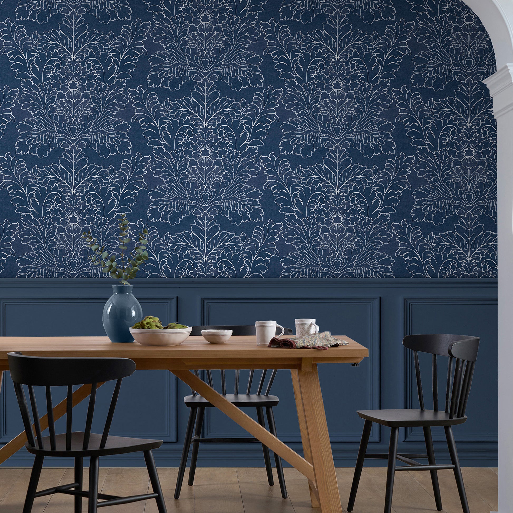 Purchase Laura Ashley Wallpaper SKU 119852 Silchester Midnight Seaspray Blue Removable