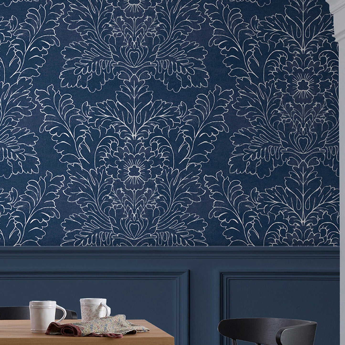 Purchase Laura Ashley Wallpaper SKU 119852 Silchester Midnight Seaspray Blue Removable