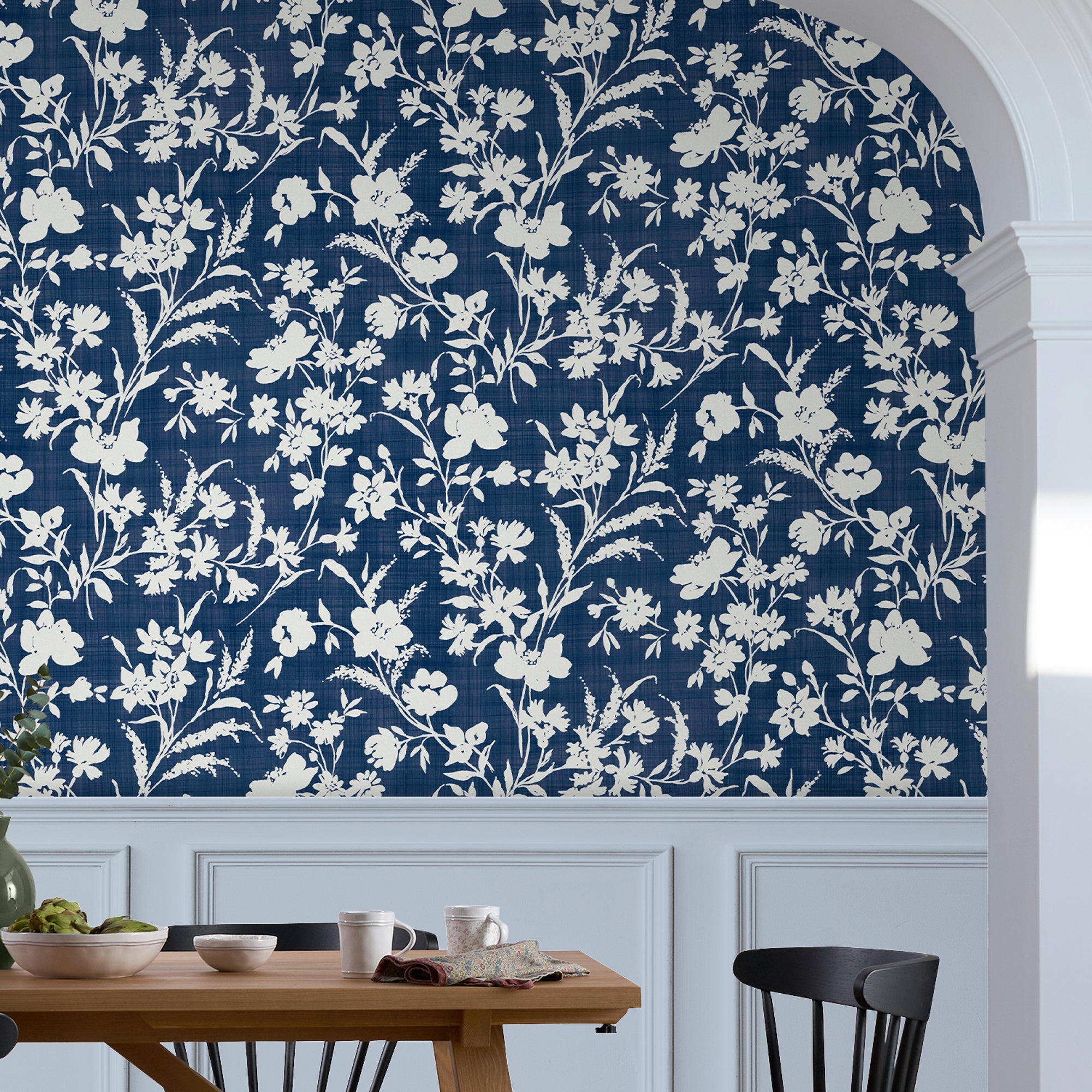 119854 | Rye Midnight Seaspray Blue Removable - Laura Ashley Wallpaper