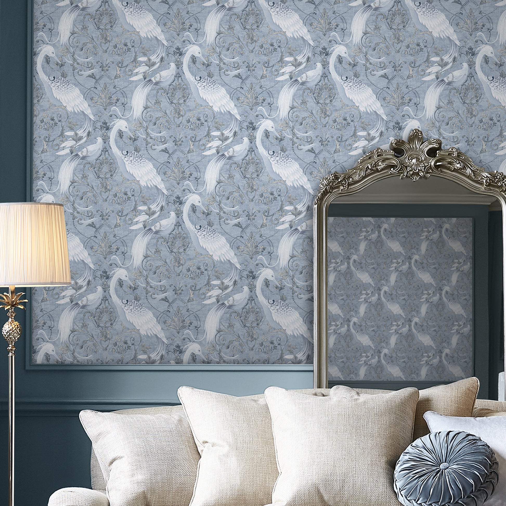 Purchase Laura Ashley Wallpaper Product# 120132 Tregaron Midnight Blue Removable