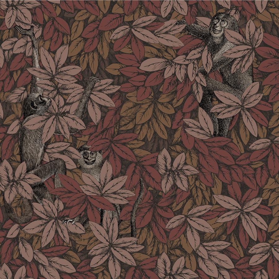 Sample - 123/10050 | Foglie E Scimmie, Red Leaf - Cole & Son Wallpaper - 123/10050.Cs.0
