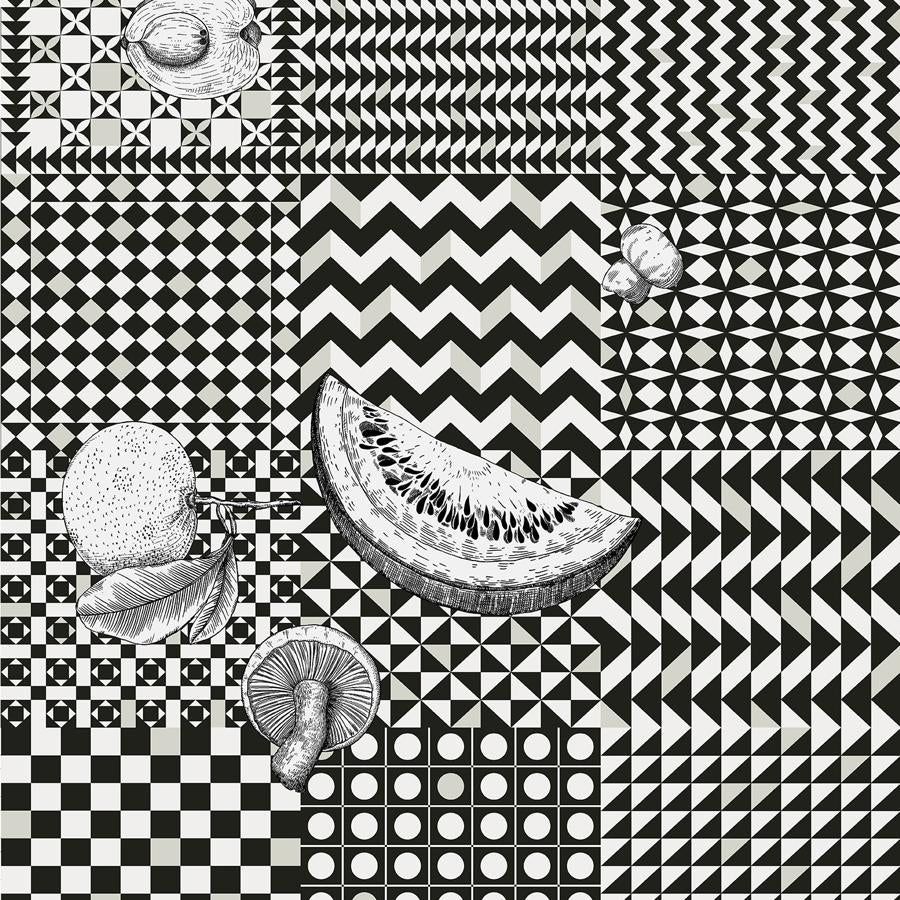 Sample - 123/6030 | Frutta E Geometrico, Black Geometric - Cole & Son Wallpaper - 123/6030.Cs.0