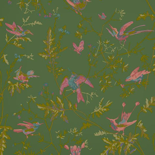 Purchase 124/1005 Hummingbirds, Sage/Pink Animals - Cole & Son Wallpaper