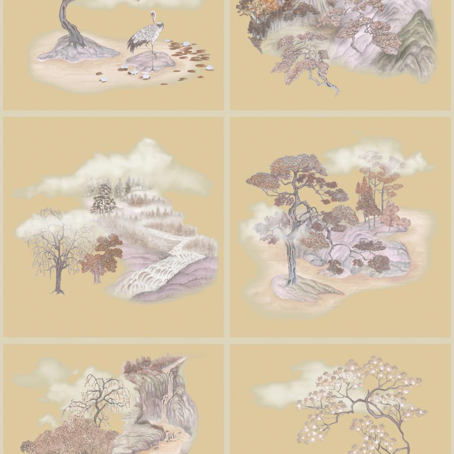 Purchase 126/10038 Tile Toile Metallic, Gilded Autumnal Chinoiserie - Cole & Son Wallpaper