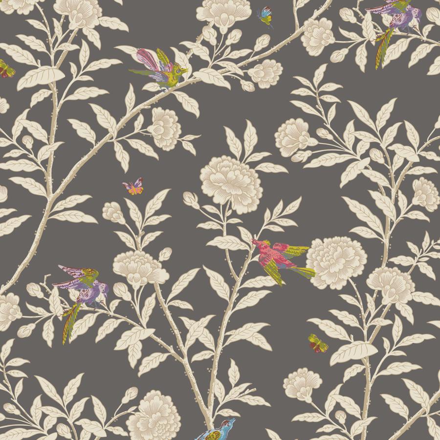 Purchase 127/4019 Roseberry With Birds, Charcoal Chinoiserie - Cole & Son Wallpaper