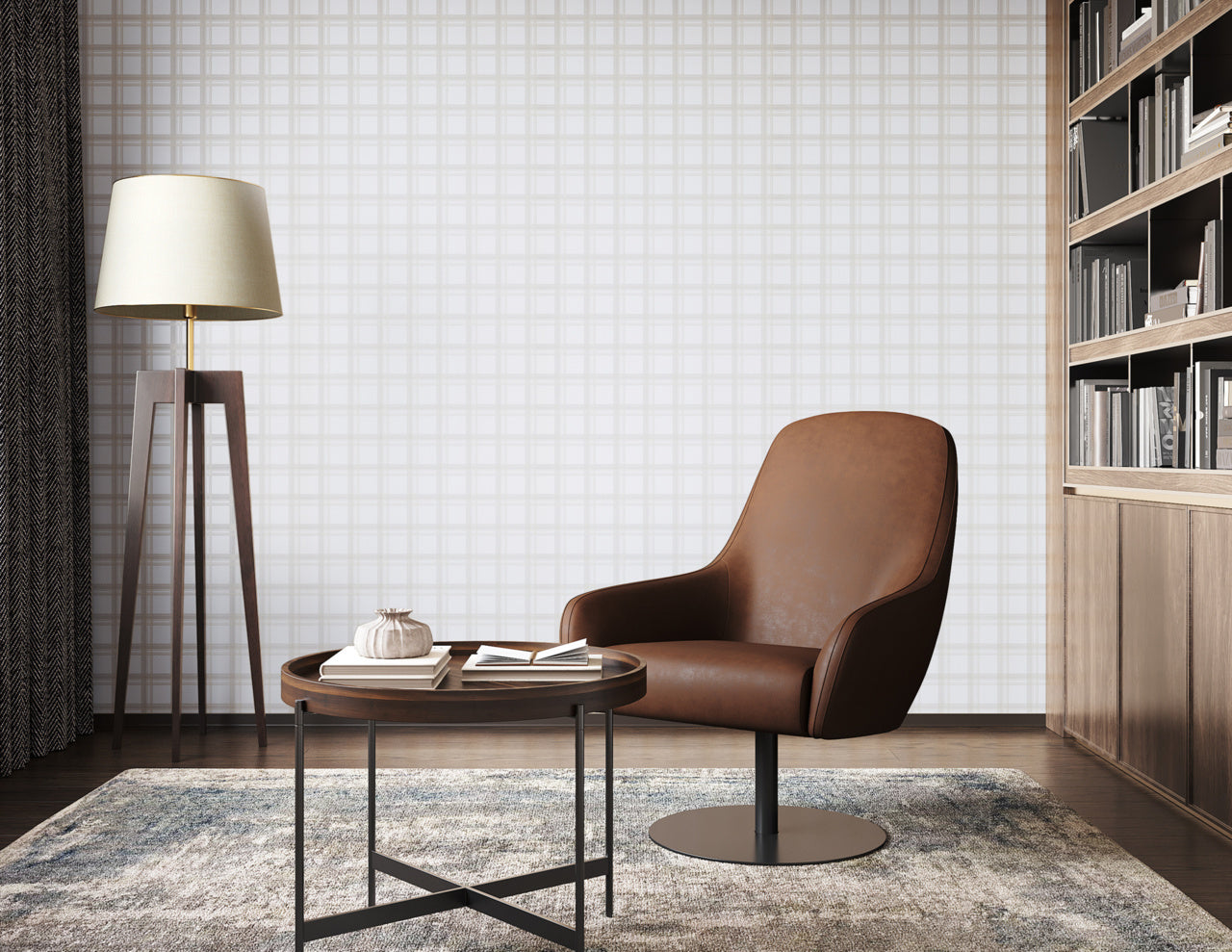 Purchase Phillip Jeffries Wallpaper - 10725, Prairie Plaid - Tan On White 2