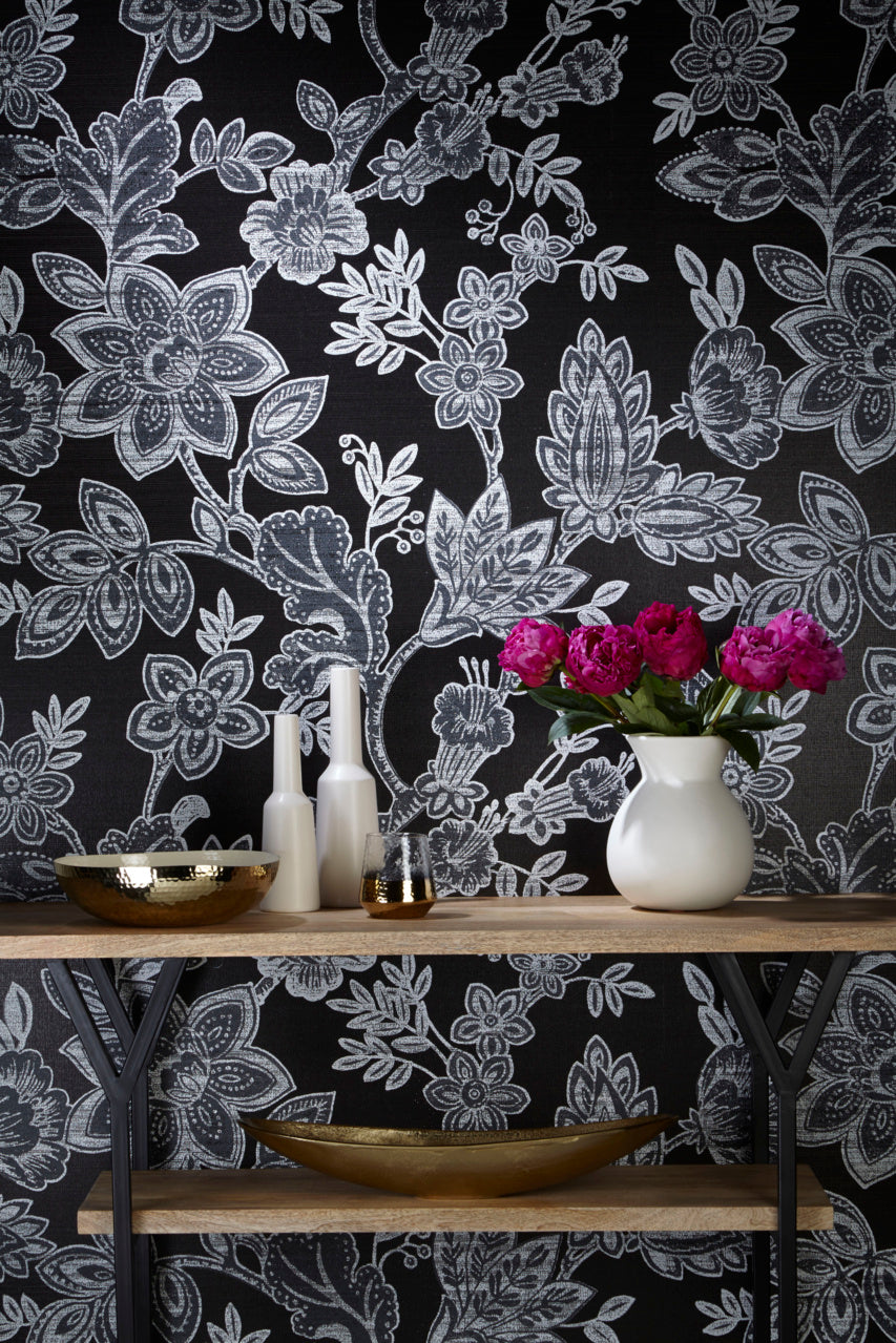 Purchase 7493 Bohemia Graphite On Ebony Glazed Abaca Phillip Jeffries Wallpaper 1