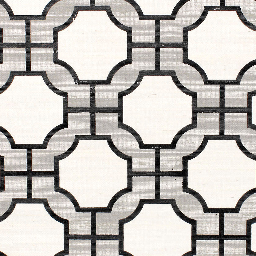 Purchase 5196 Imperial Gates Grey and Black on White Manila Hemp Phillip Jeffries Wallpaper