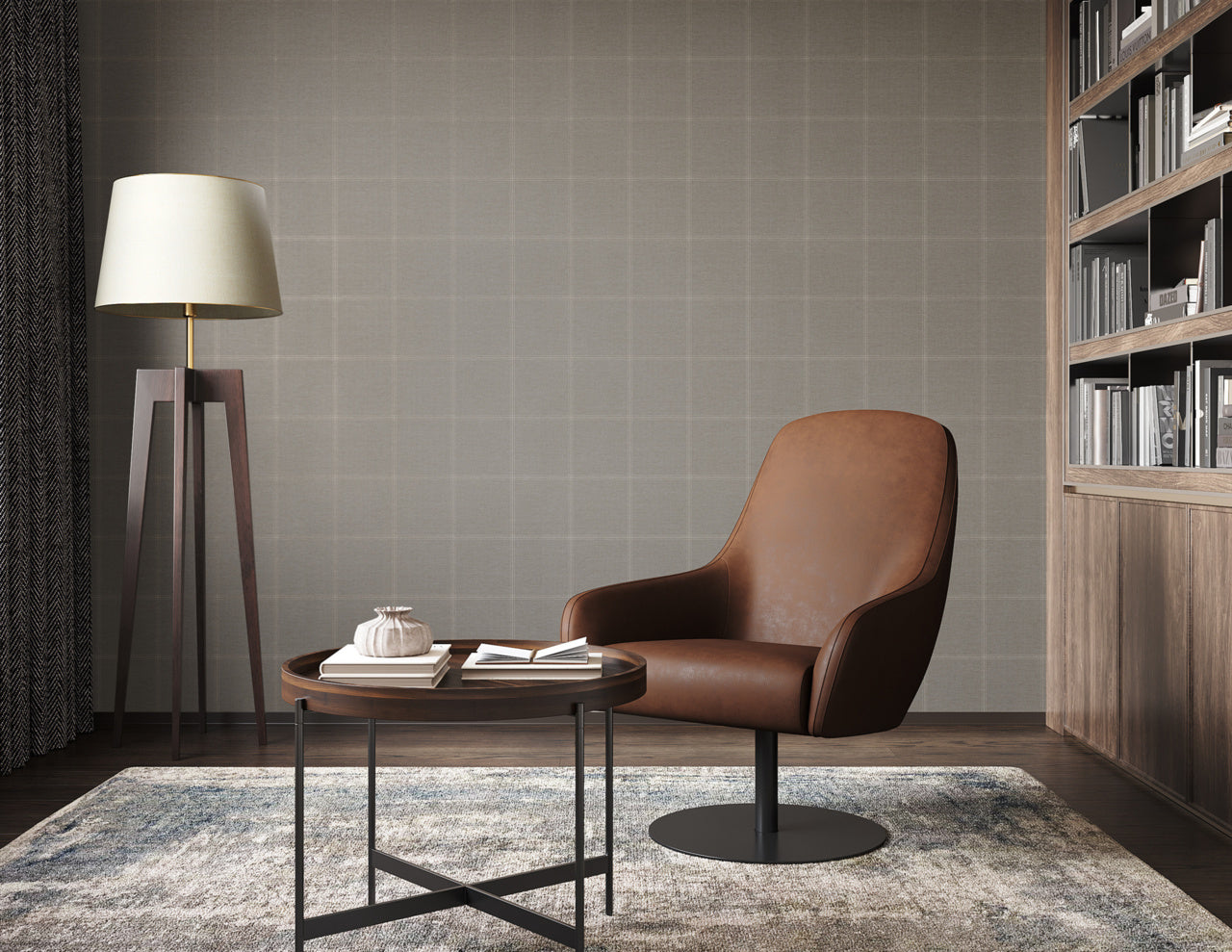 Purchase Phillip Jeffries Wallpaper - 10711, Jackson Plaid - White On Greige 2