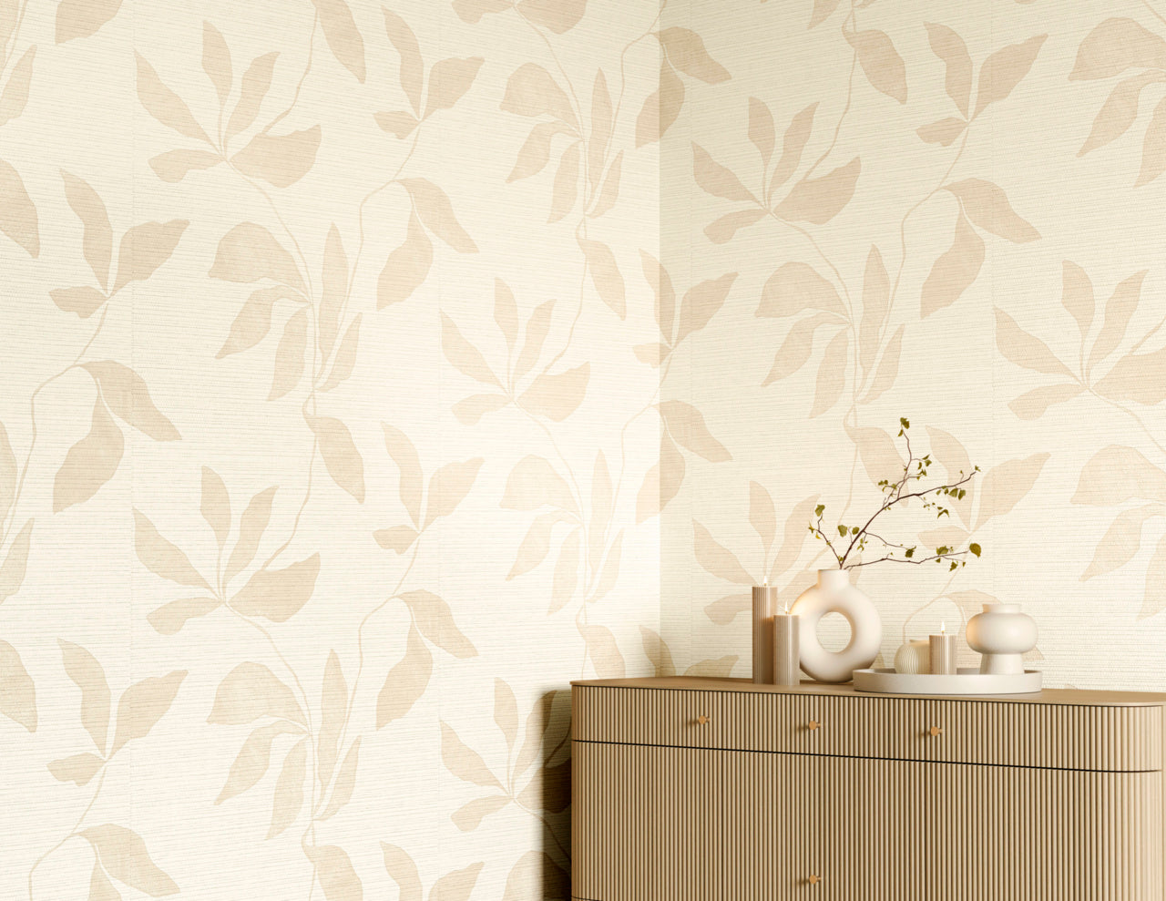 Purchase Phillip Jeffries Wallpaper - 40201, Desert Ivy - Faded Canopy On Woven Walls2