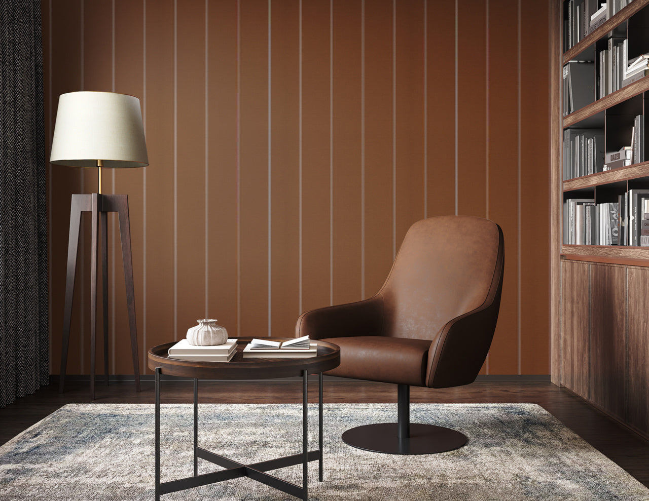 Purchase Phillip Jeffries Wallpaper - 10722, Jackson Stripe - White On Rust 2