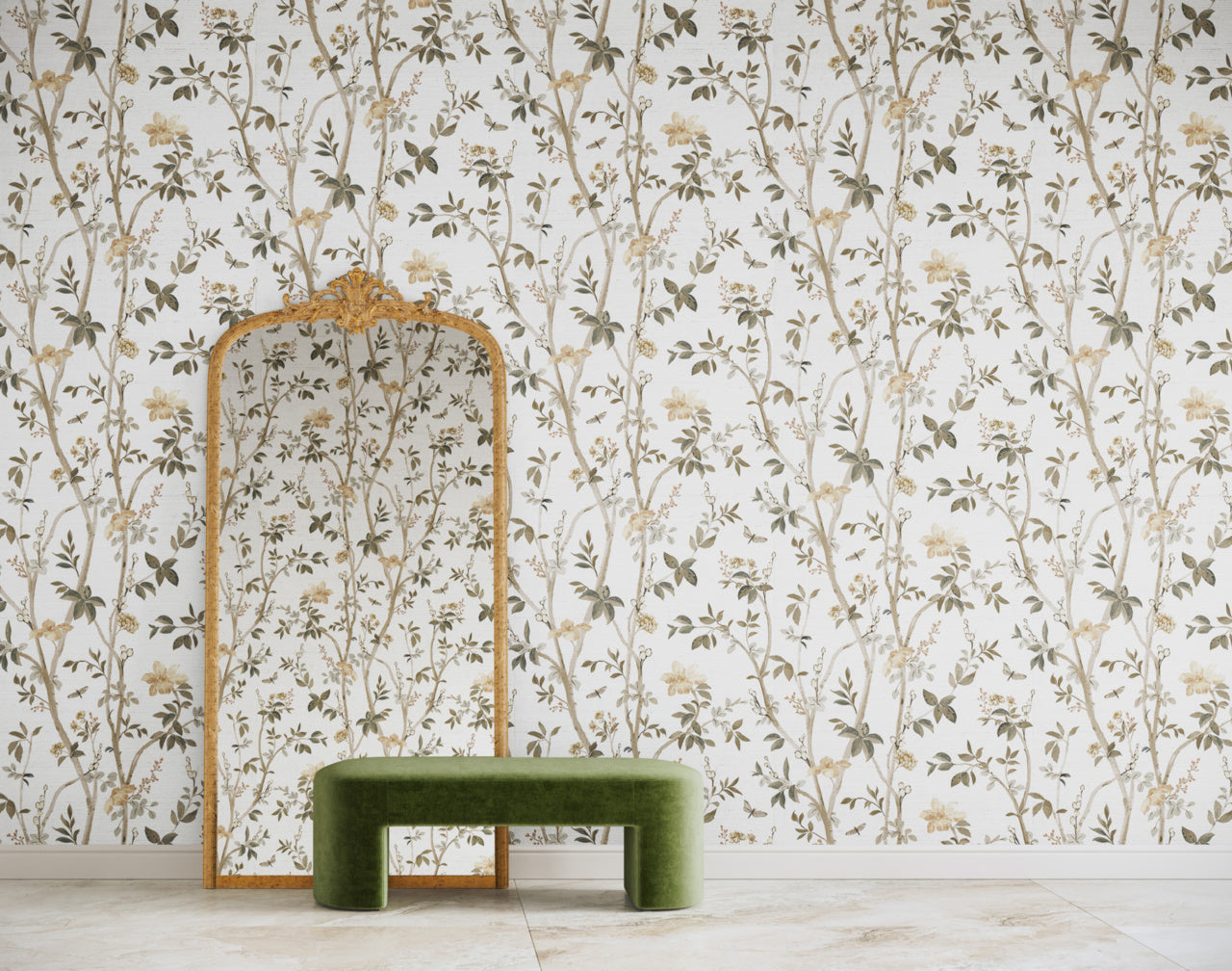 Purchase Phillip Jeffries Wallpaper - 35400, Jasmine - Muted Garden On Glam Grass2