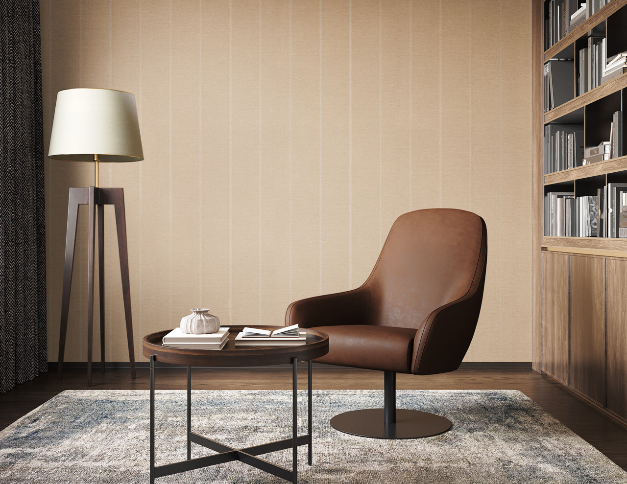 Purchase Phillip Jeffries Wallpaper - 10718, Jackson Stripe - White On Camel 2