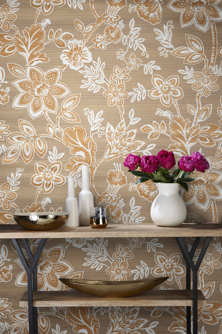 Purchase 7490 Bohemia Marigold On Amethyst Vinyl Silk Abaca Phillip Jeffries Wallpaper 1