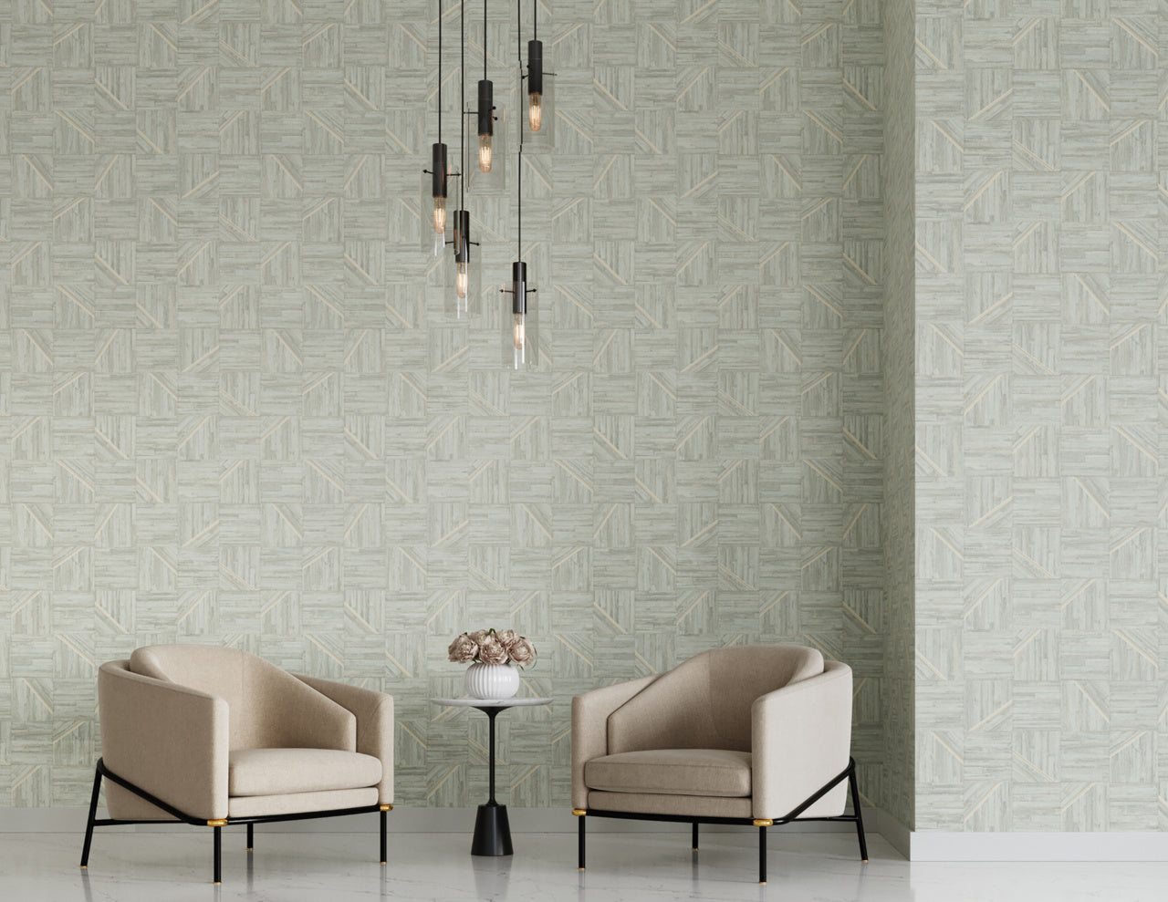 Purchase Phillip Jeffries Wallpaper - 32400, Vinyl Ashford Mosaic - Pale Quarry 1