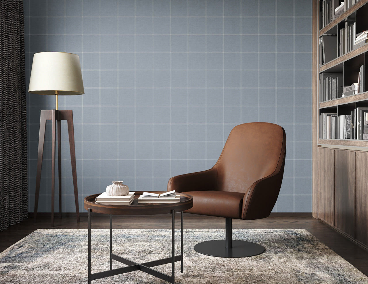 Purchase Phillip Jeffries Wallpaper - 10712, Jackson Plaid - White On Light Blue 2