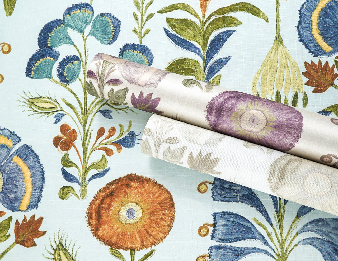 Purchase Phillip Jeffries Wallpaper - 40402, Posy - Mauve Meadow On Sateen Club1