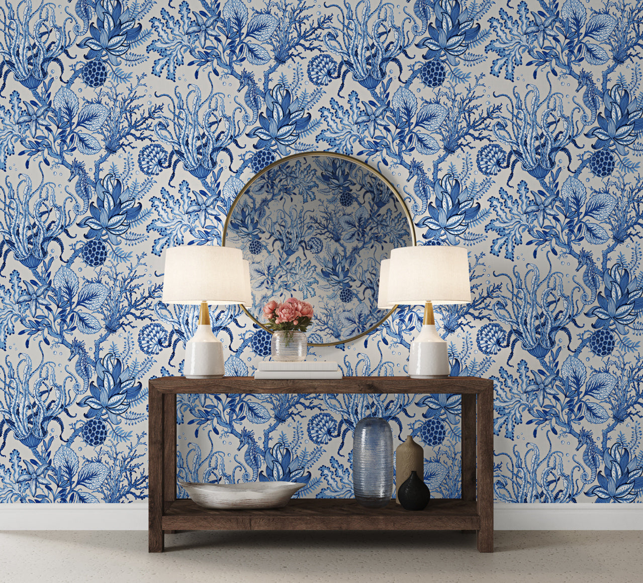 Purchase Phillip Jeffries Wallpaper - 9994, Toile De Sea - Cerulean Crest 2