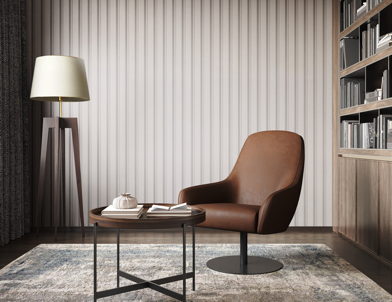 Purchase Phillip Jeffries Wallpaper - 10736, Prairie Stripe - Grey On Cream 2