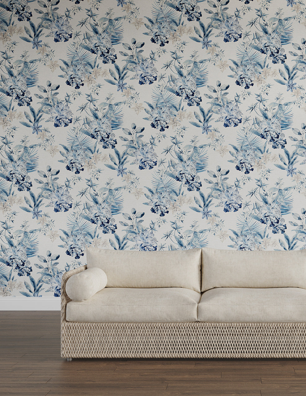 Purchase Phillip Jeffries Wallpaper - 10555, Aloha Orchids - Malibu Blue 2