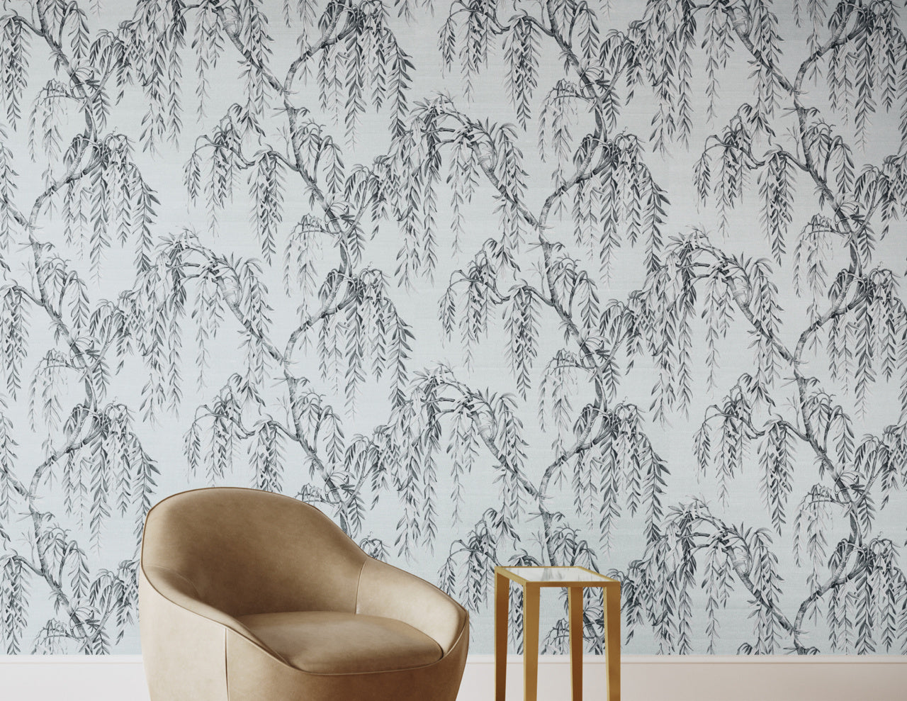 Purchase Phillip Jeffries Wallpaper - 27804, Whispering Willows - Silver Silhouettes 2