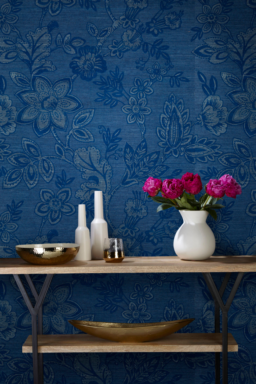 Purchase 7494 Bohemia Cobalt On Blue Manila Hemp Phillip Jeffries Wallpaper 1