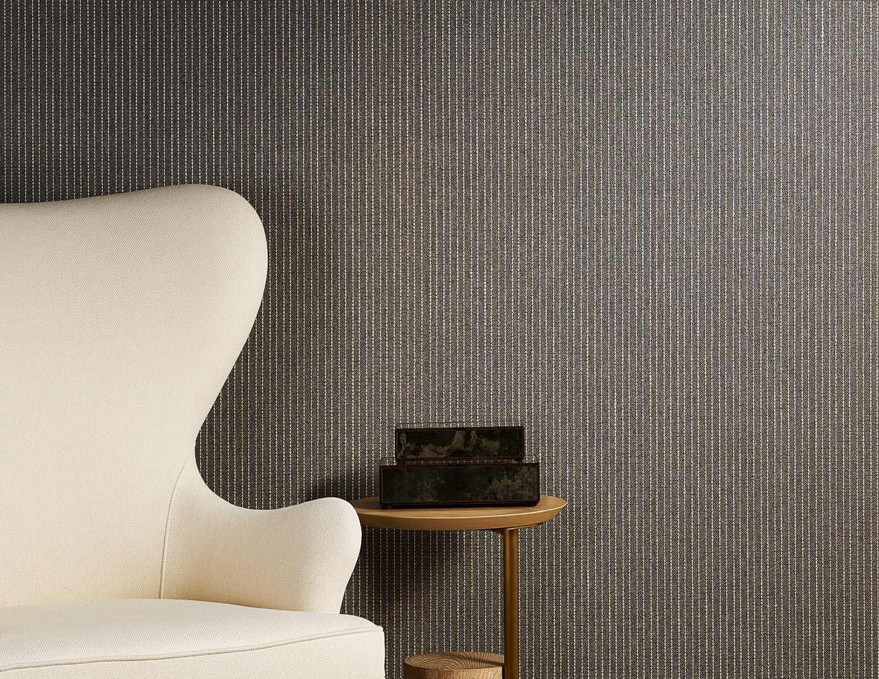 Purchase Phillip Jeffries Wallpaper - 10107, Origin Ticking Stripe - Cream And Grey 2