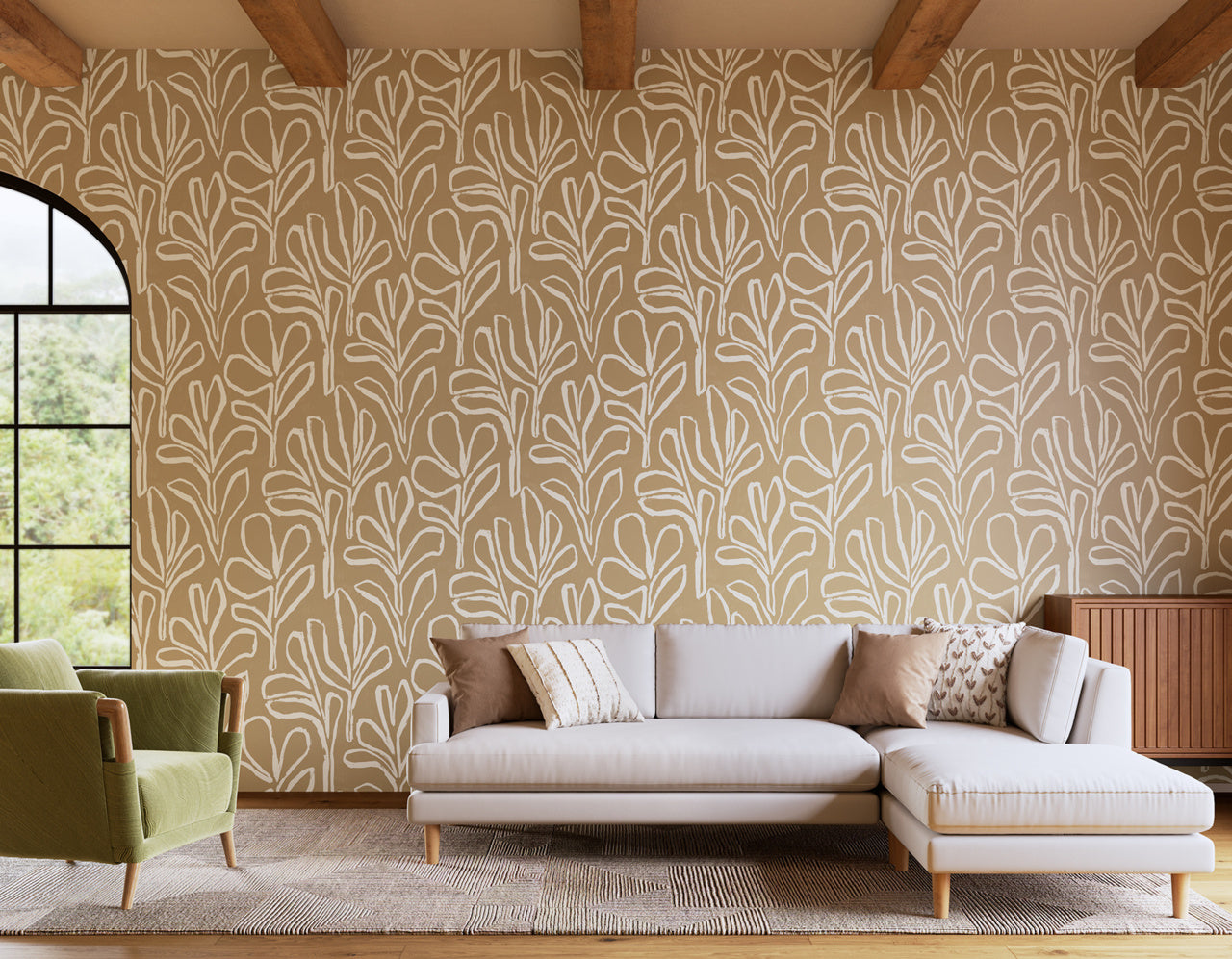 Purchase Phillip Jeffries Wallpaper - 10307, Sprig Silhouette - Chicory 2