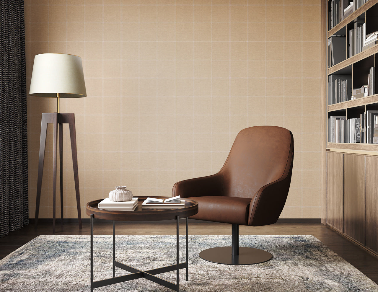Purchase Phillip Jeffries Wallpaper - 10709, Jackson Plaid - White On Camel 2