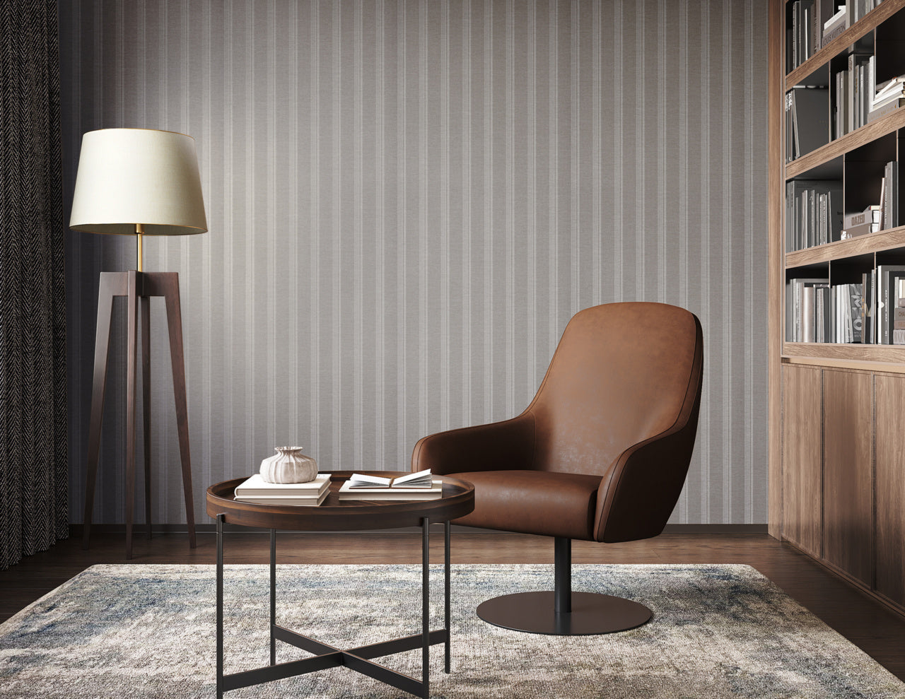 Purchase Phillip Jeffries Wallpaper - 10734, Prairie Stripe - White On Greige 2
